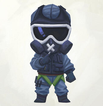 Personal Painted Chibi art of Mute from R6S